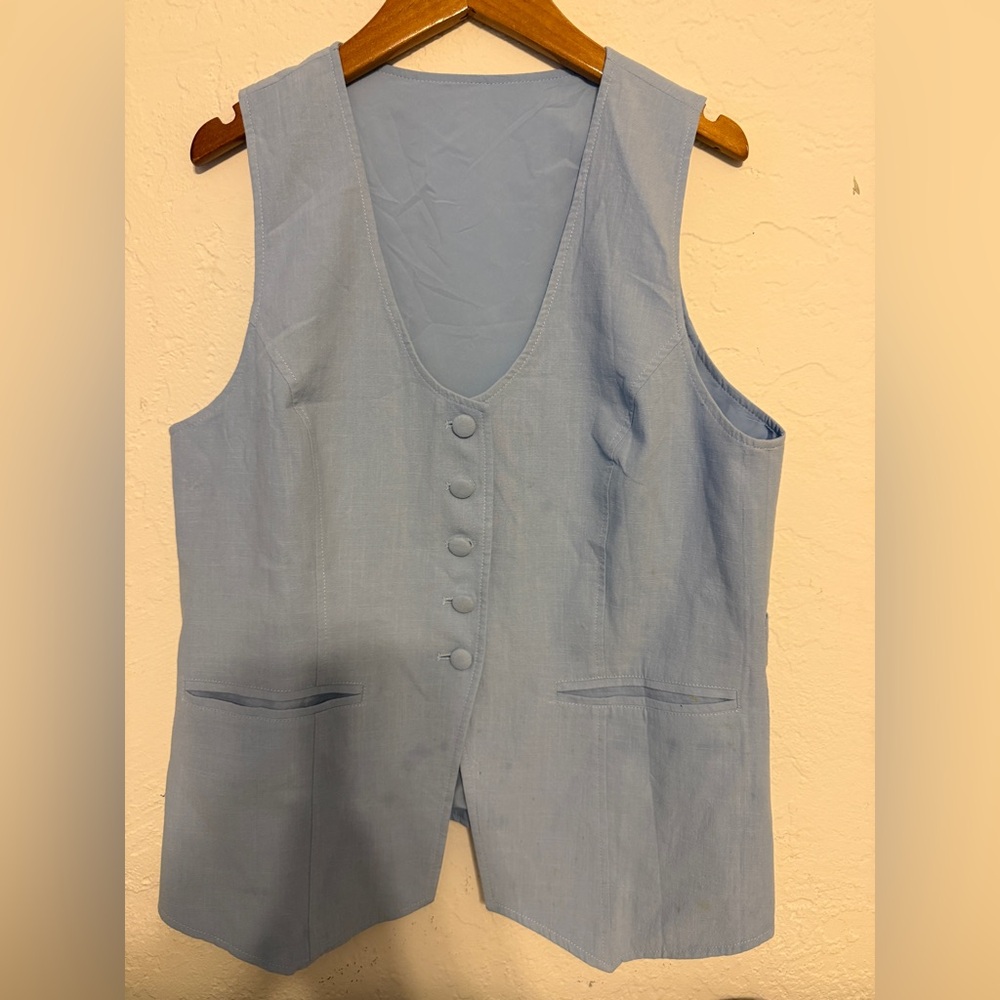Light Blue Button-Up Vest